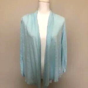 J Jill Light Blue Open Front Linen Cardigan - MP